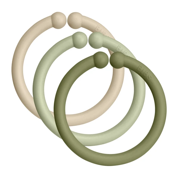 Set 12 inele multifuctionale, Vanilla - Sage - Olive, Bibs