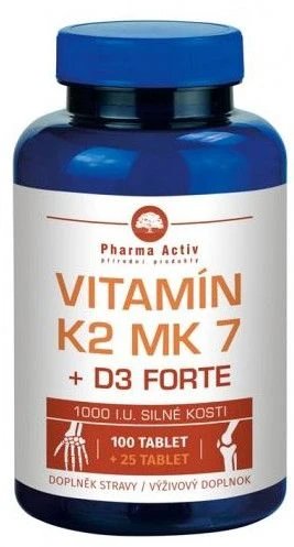 Pharma Activ Vitamina K2 MK 7+D3 Forte 100+25tbl GRATUIT
