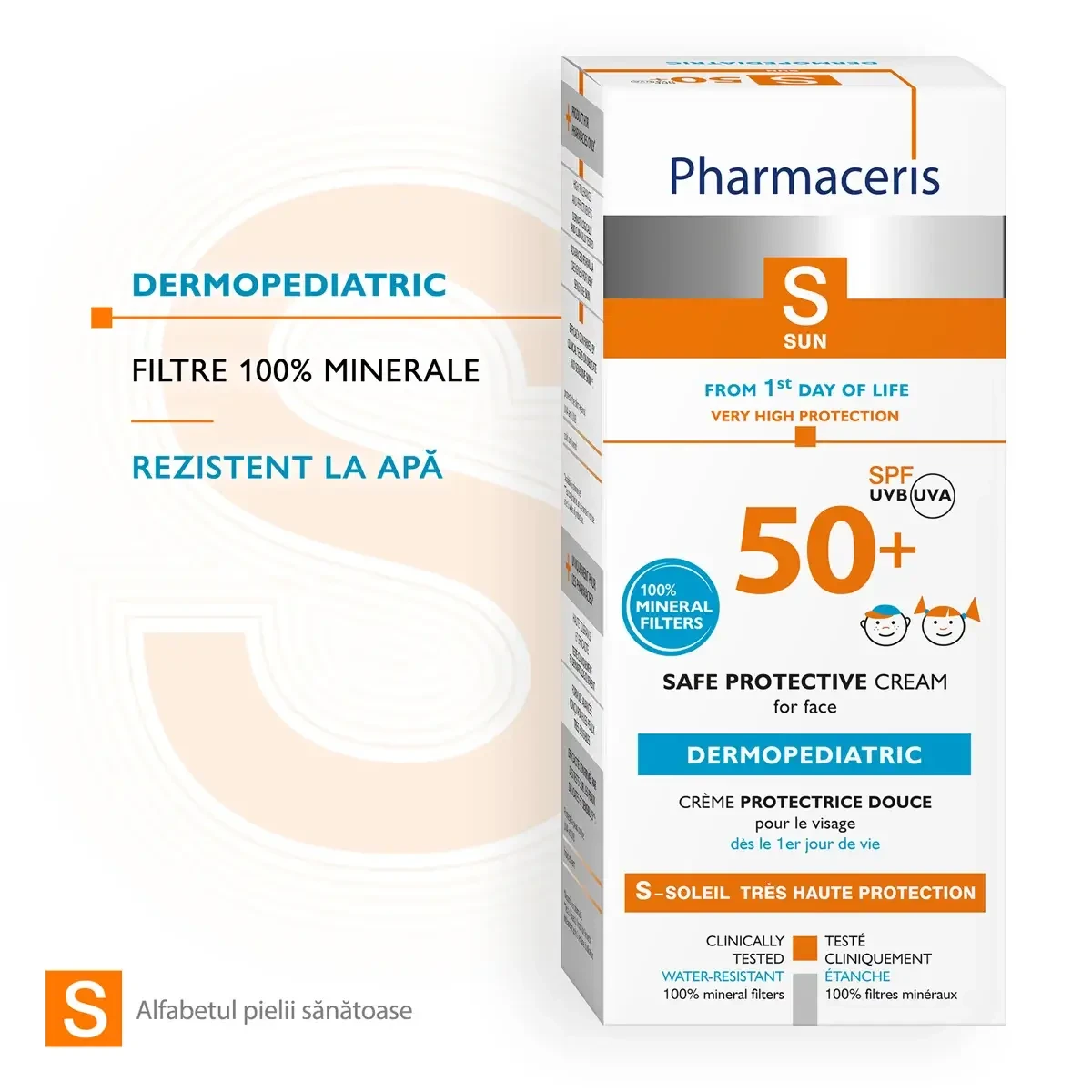 Pharmaceris S, Cremă de față sigură pentru copii de la naștere, SPF 50+, 50 ml