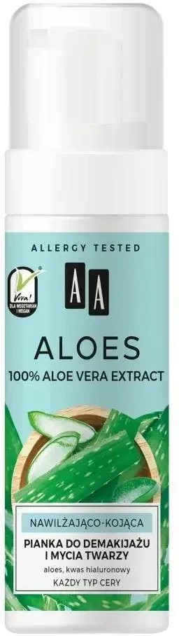 AA Aloe Vera, demachiant și gel de față, spumă hidratantă și calmantă, 150 ml