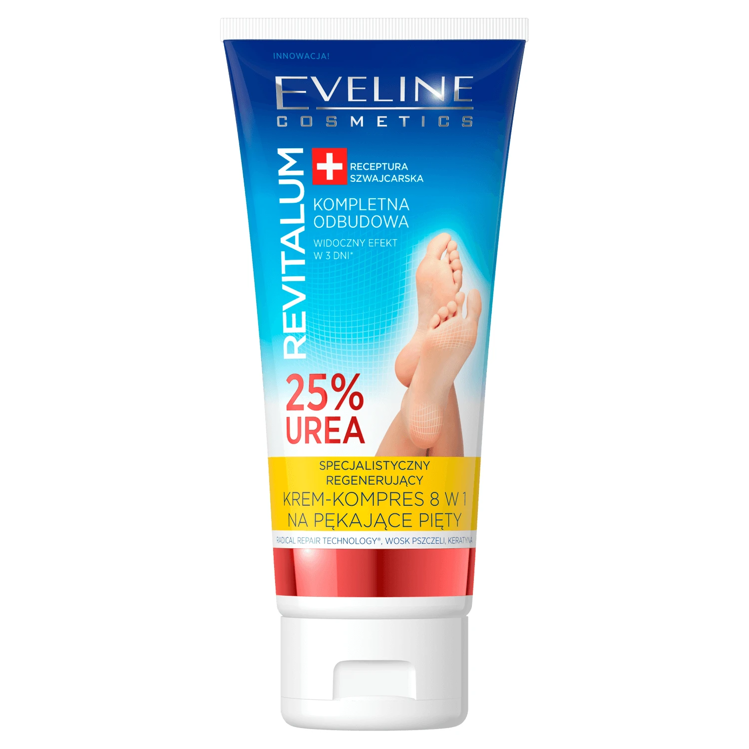 Eveline Cosmetics Revitalum, Cremă-compresă 8 în 1 regeneratoare specializată pentru călcâiele crăpate, 100 ml