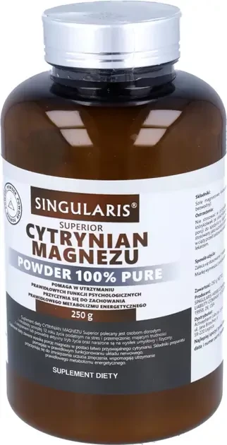 Singularis Superior, pudră de citrat de magneziu 100%, 250 g