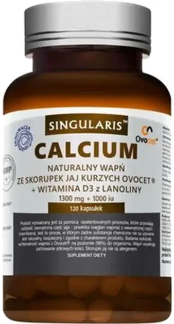 Singularis Superior Calcium Natural Calcium Ovocet 1300 mg + Vitamina D3 1000 UI, 120 capsule