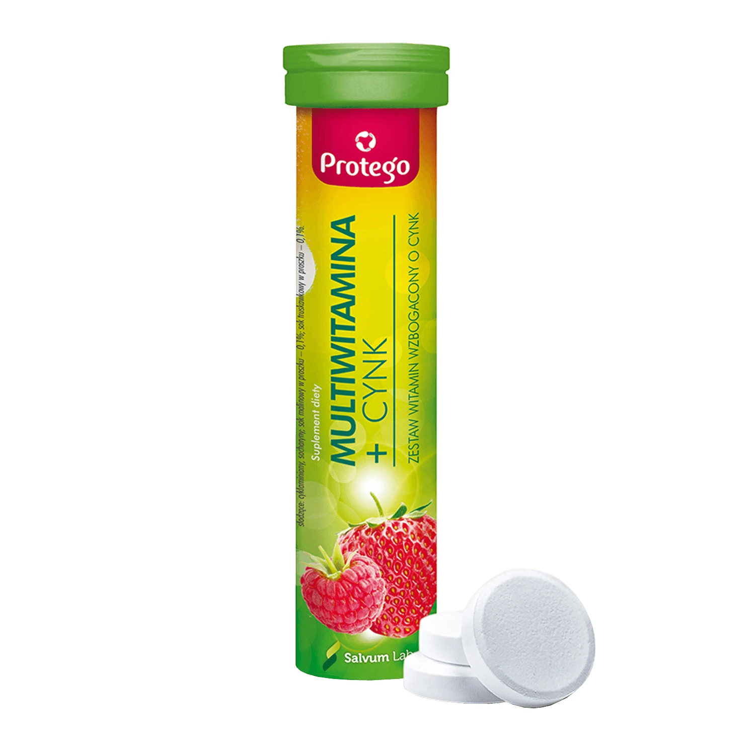 Protego Multivitamine + Zinc, aromă de zmeură și căpșuni, 20 comprimate efervescente