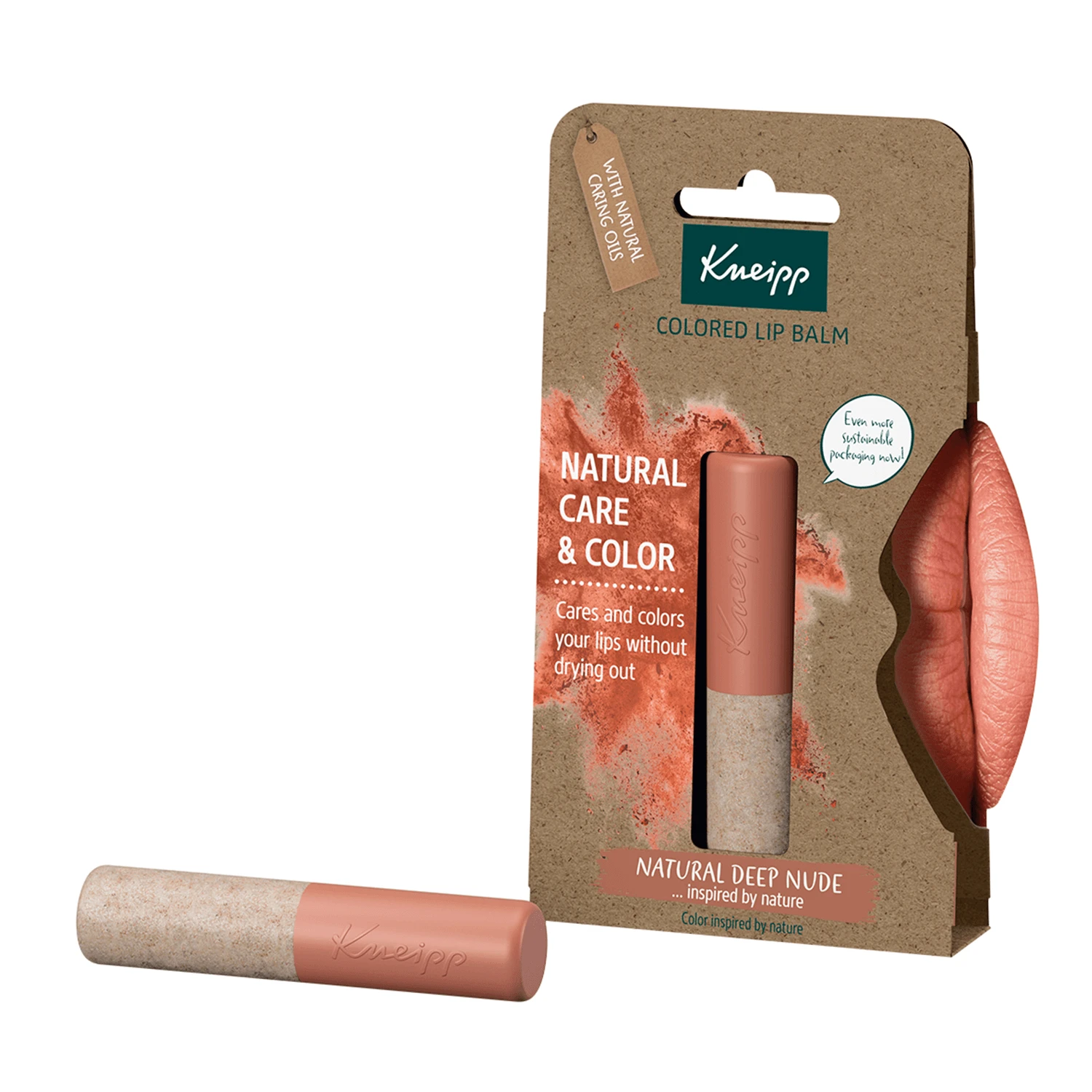 Kneipp Natural Care&Color, balsam de buze colorant, nude profund natural, 3,5 g