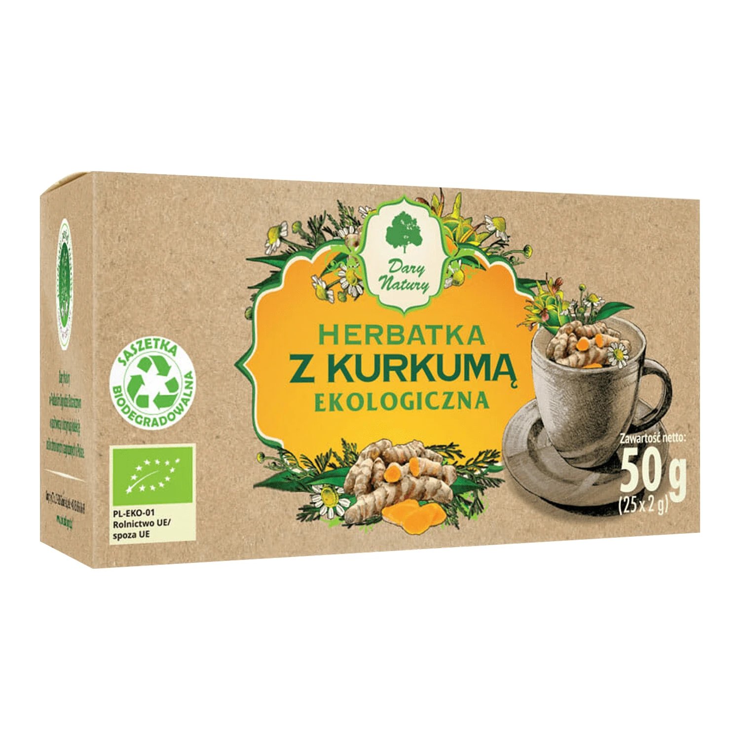 Dary Natury Turmeric Tea, organic, 2 g x 25 plicuri