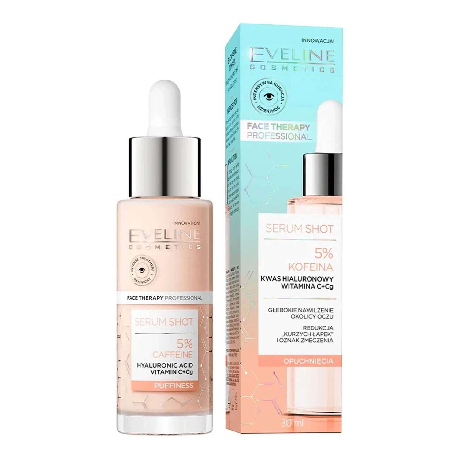 Eveline Cosmetics Serum Shot, tratament energizant pentru zona ochilor, 5% cafeină, 30 ml