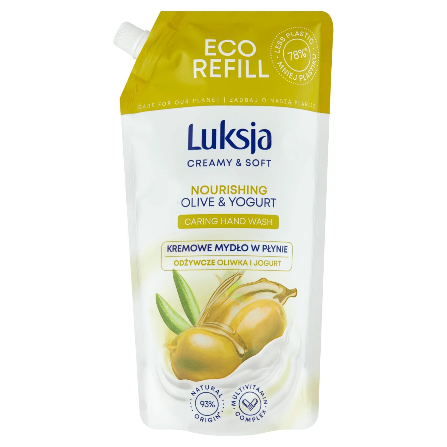 Luxja Creamy & Soft, săpun lichid cremos, hrănitor, măsline și iaurt, stoc, 900 ml