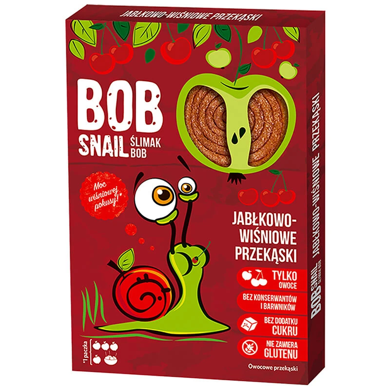 Bob Snail Roll Gustări cu fructe, măr, cireșe, 60 g
