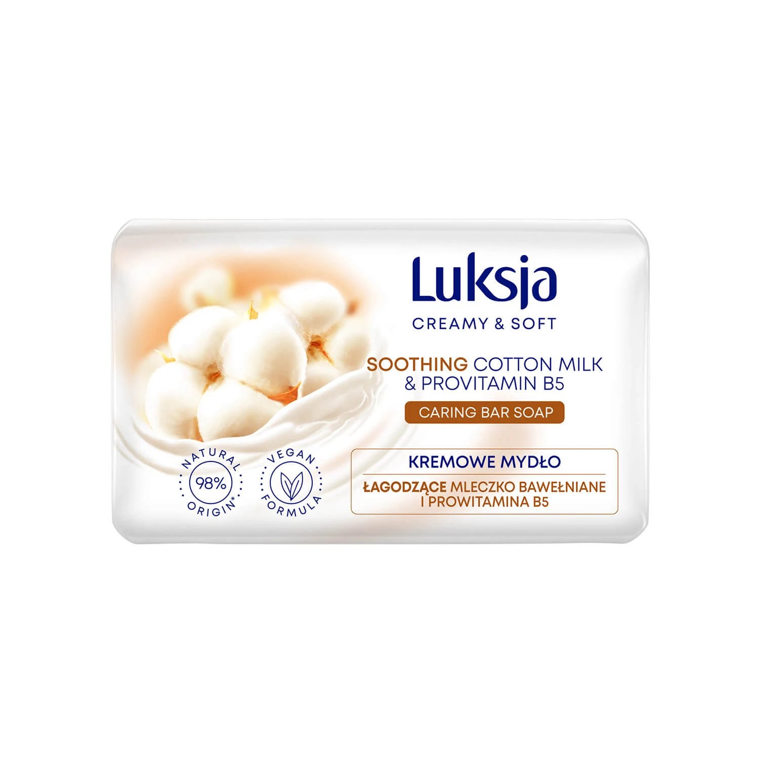 Luxja Creamy & Soft, săpun cremos, calmant, lapte de bumbac și provitamina B5, 90 g