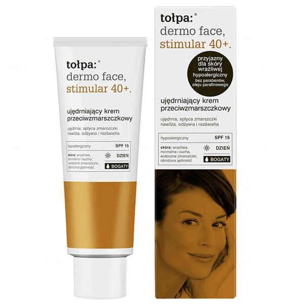 Tolpa Dermo Face, Stimular 40+, cremă de zi fermizantă și antirid, SPF 15, bogată, 40 ml