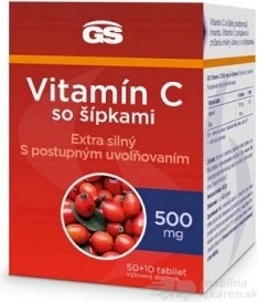 GS Vitamina C500 cu șolduri de trandafir, 50+10 comprimate 1×60 tbl, supliment alimentar