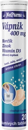 MedPharma CALCIUM 400 mg + Magneziu + Zinc + Vit.D3 1×20 tbl, supliment alimentar
