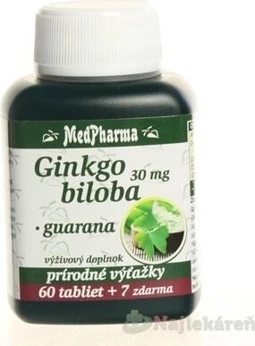 MedPharma GINKGO BILOBA + GUARANA 1×67 tbl, GINKGO BILOBA + GUARANA
