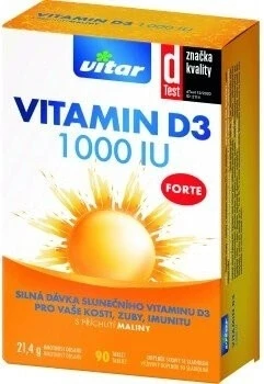VITAR Vitamina D3 Forte 1000IU 1×90 tbl, o doză puternică de vitamina D3 solară