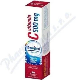 Revital vitamina C 500 mg efervescent 1×20 tbl, aromă de căpșuni sălbatice