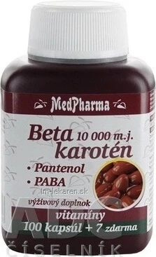 MedPharma BETAKAROTEN 10 000 m.j.+Pantenol +PABA 1×107 cps, supliment alimentar