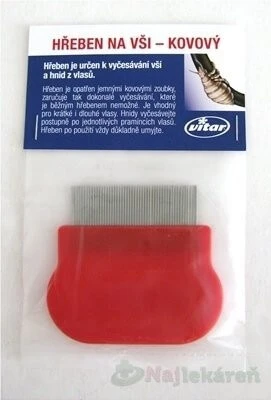VITAR LICE COMB - METAL 1×1 buc, pentru pieptănarea păduchilor și a păduchilor din păr