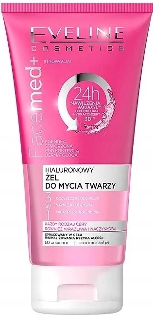 EVELINE FACEMED+ HYALURONIC FACE WASH GEL 1×150 ml, gel de curățare