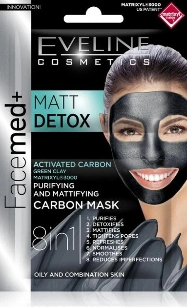 Eveline Facemed Matt Detox Mască de față 8in1 2×5 ml, mască de față