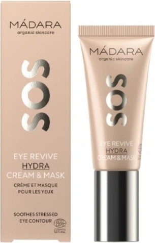 Mádara SOS Hydra, cremă hidratantă pentru ochi și mască 1×20 ml, cremă hidratantă pentru ochi certificată natural