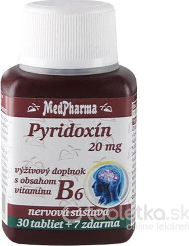 MedPharma PYRIDOXIN 20 mg (vitamina B6) 1×37 tbl, 30+7 gratuit