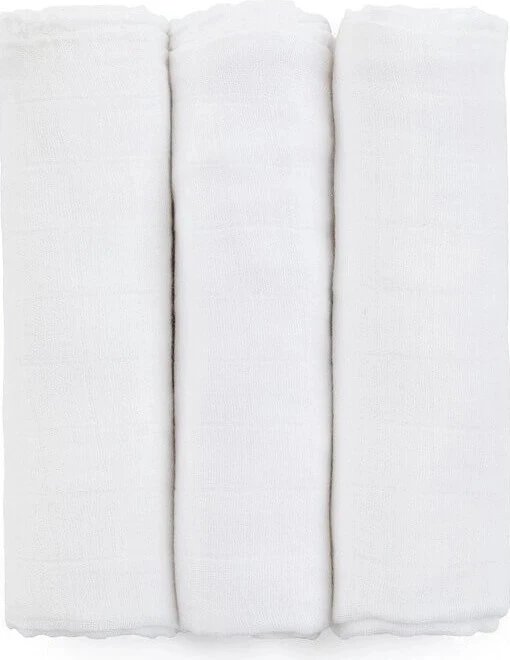 PETITE&MARS Bamboo Muslin Nappy Set 3pcs Moussy Total White, 68 x 68 cm 1×3 pcs, nappy set