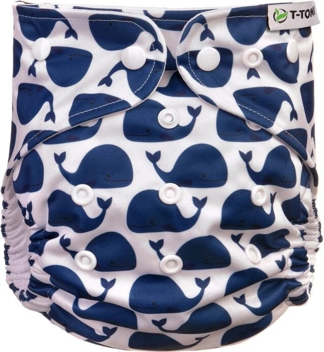 T-TOMI Scutece AIO - Set de schimbare Snaps Whales 1×2 buc, chiloți pentru scutece