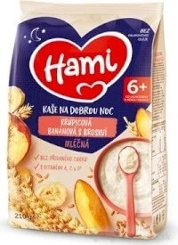 HAMI Terci de lapte cu banane și semolă cu piersici 1×210 g, terci de semolă
