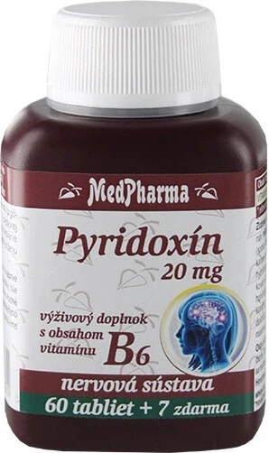 MedPharma PYRIDOXIN 20 mg (vitamina B6) 1×67 tbl, 60+7 gratuit