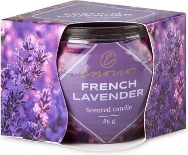 Emocio Decor din sticlă 70×62 mm Lavandă franceză, lumânare parfumată 1×1 buc, lumânare parfumată