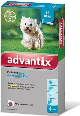 Advantix Spot-on pentru câini de la 4 la 10 kg (4 pipete) 4x1 ml