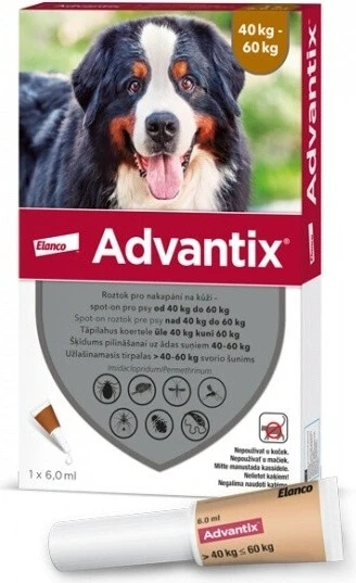 Advantix Spot-on pentru câini de la 40 la 60 kg (1 pipetă) 1x6 ml