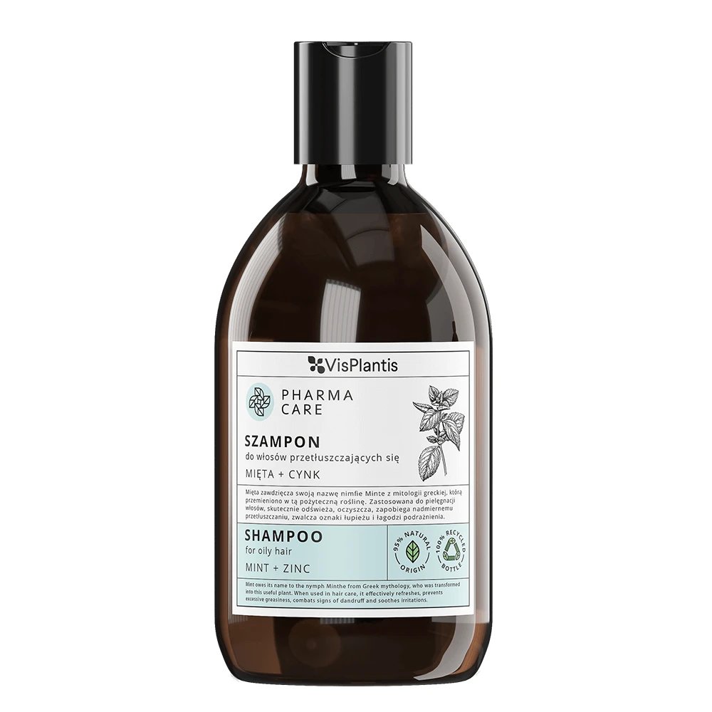 Vis Plantis Pharma Care, șampon pentru păr gras, mentă + zinc, 500 ml