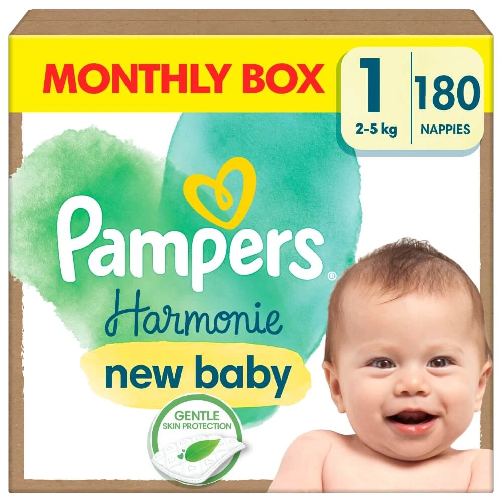 Pampers Harmonie, scutece, mărimea 1, 2-5 kg, 180 buc