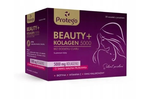 Protego Beauty + Colagen 5000 aromă de zmeură și căpșuni, 30 pliculețe