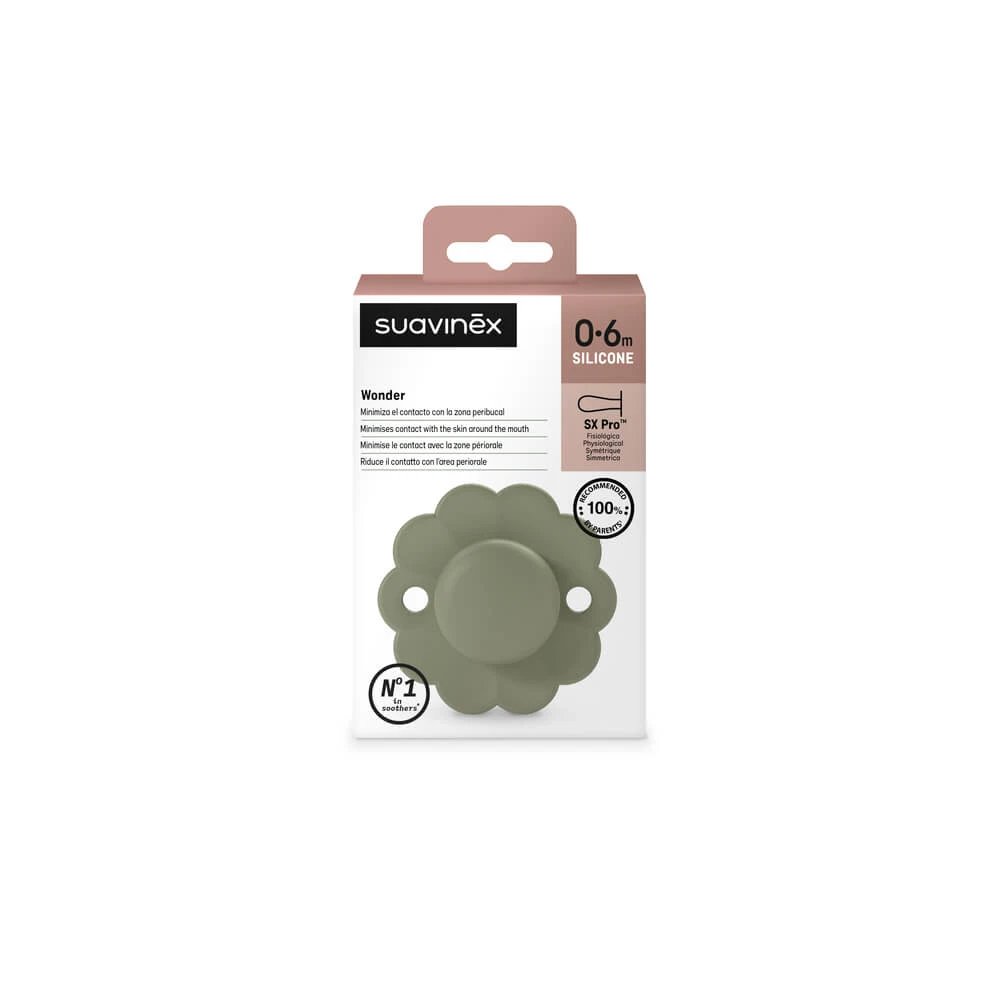 Suzeta fiziologica din silicon SX Pro Wonder, 0 - 6 luni, Verde, 1 buc, Suavinex