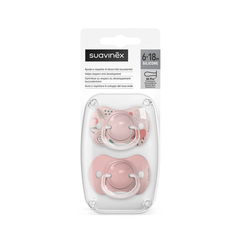 Suzeta fiziologica din silicon SX Pro A Walk In The Park, 6-18, Roz, 2 buc, Suavinex