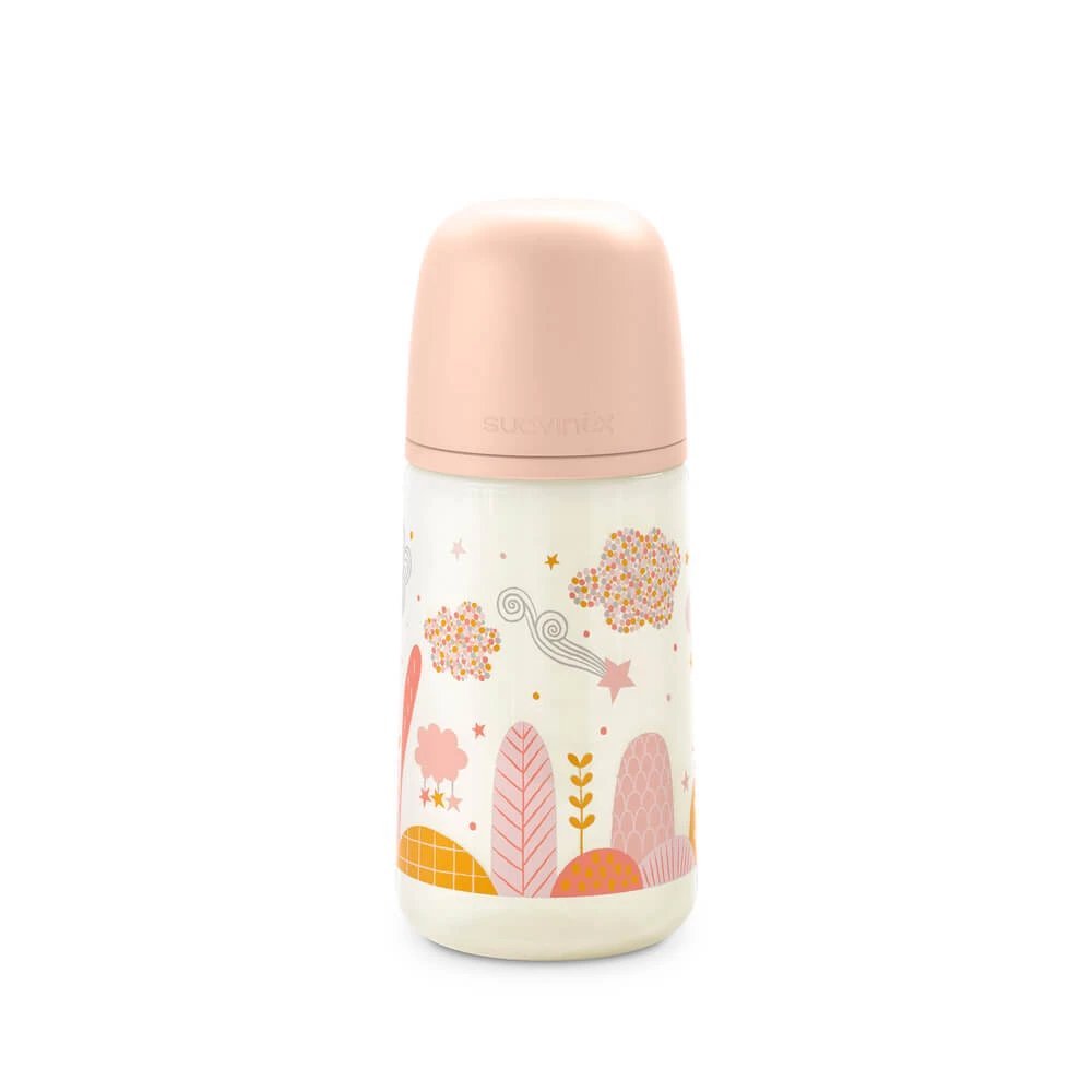 Biberon cu tetina fiziologica SX Pro cu debit mediu Dreams, Piersica, 270 ml, Suavinex