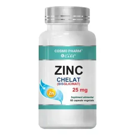 Zinc Bisglicinat Chelat, 25 mg, 60 capsule vegetale, Cosmopharm