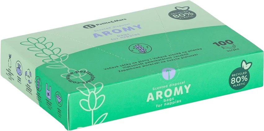 Petite&Mars Pungi parfumate pentru scutece cu mânere Aromas 100 buc