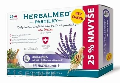 HerbalMed Pastiluțe fără zahăr - Dr. Weiss pentru răceli 30 buc