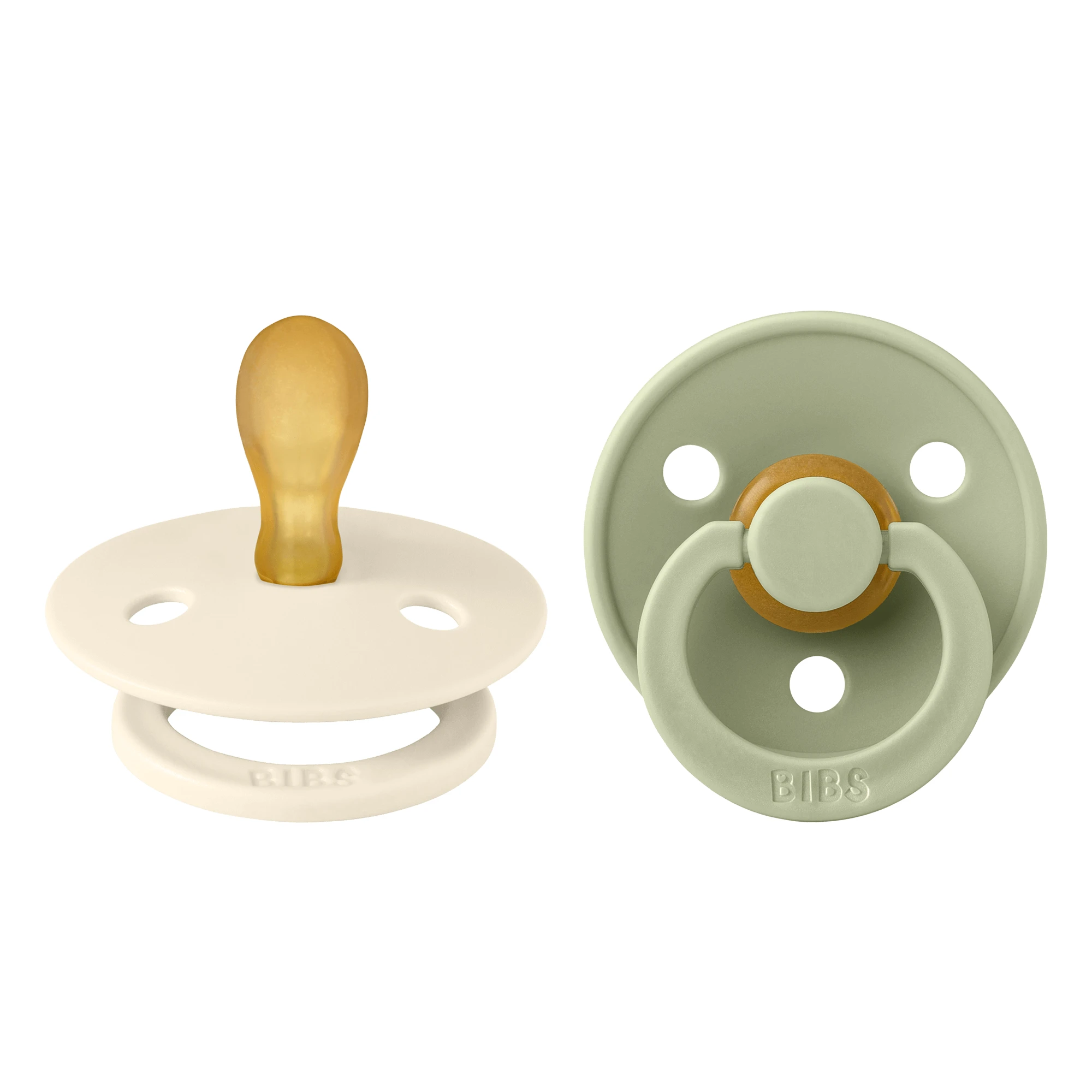 Bibs Colour, suzetă, cauciuc, simetric, mărimea 1, Ivory & Sage, de la naștere, 2 bucăți