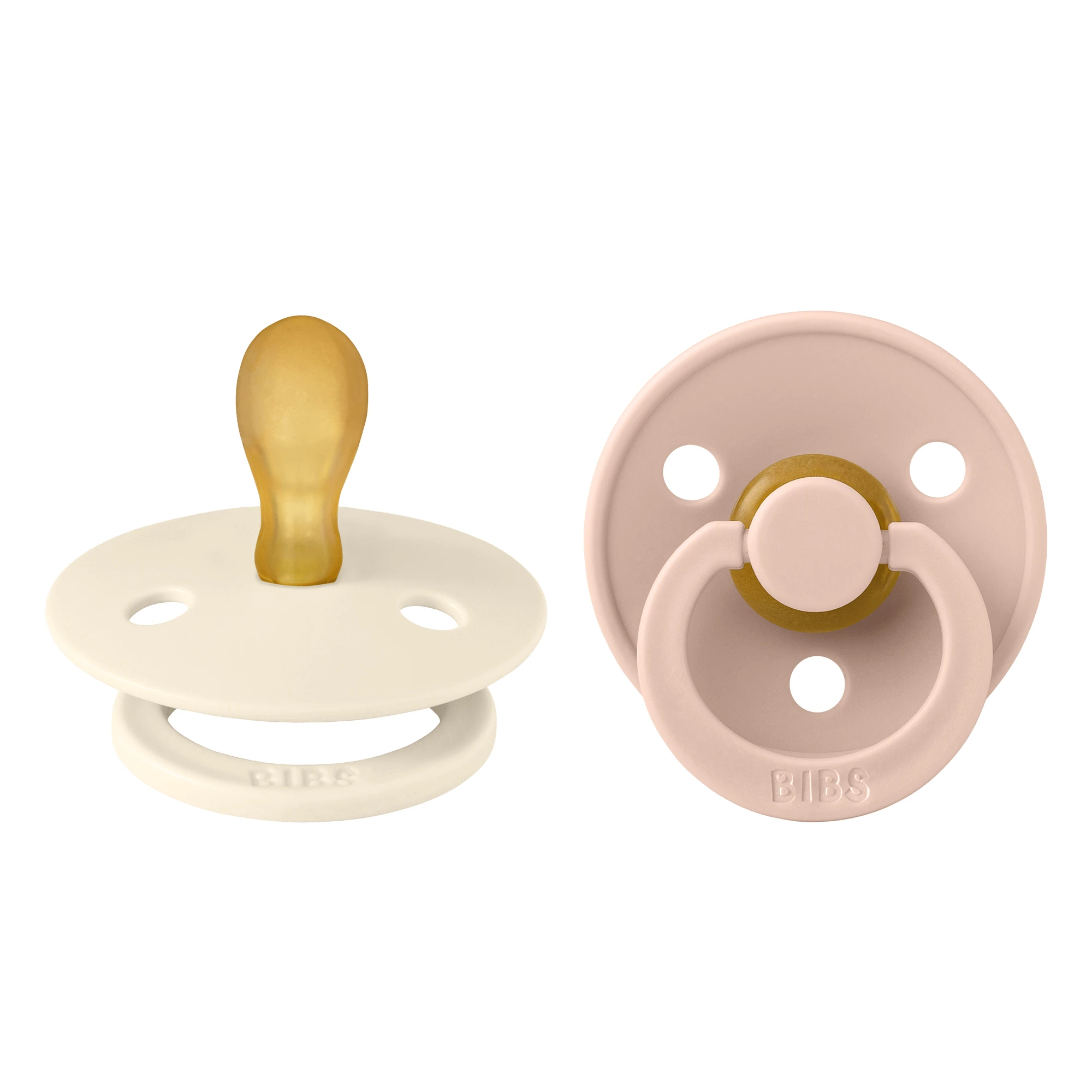 Bibs Colour, suzetă, cauciuc, simetric, mărimea 1, Ivory & Blush, de la naștere, 2 bucăți