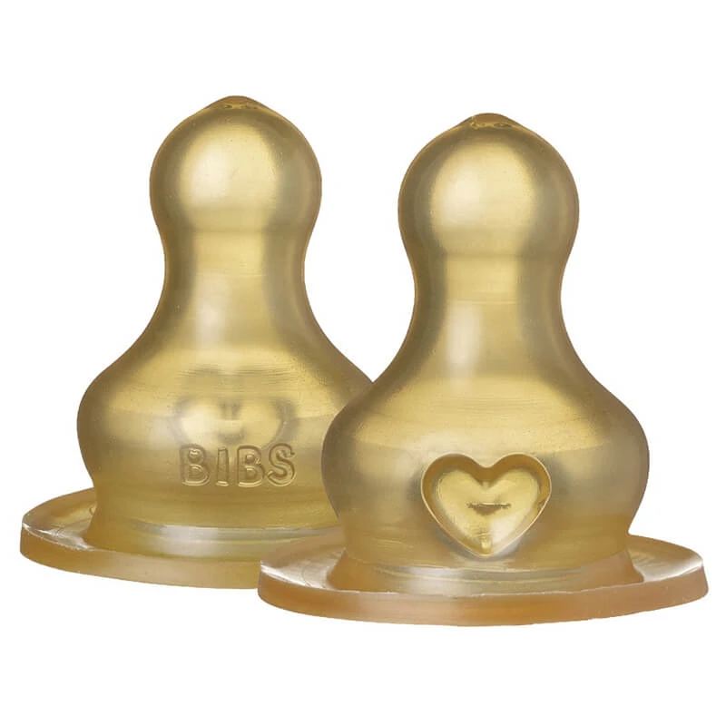 Bibs, tetină pentru biberon, cauciuc, rotundă, debit lent, de la naștere, 2 bucăți