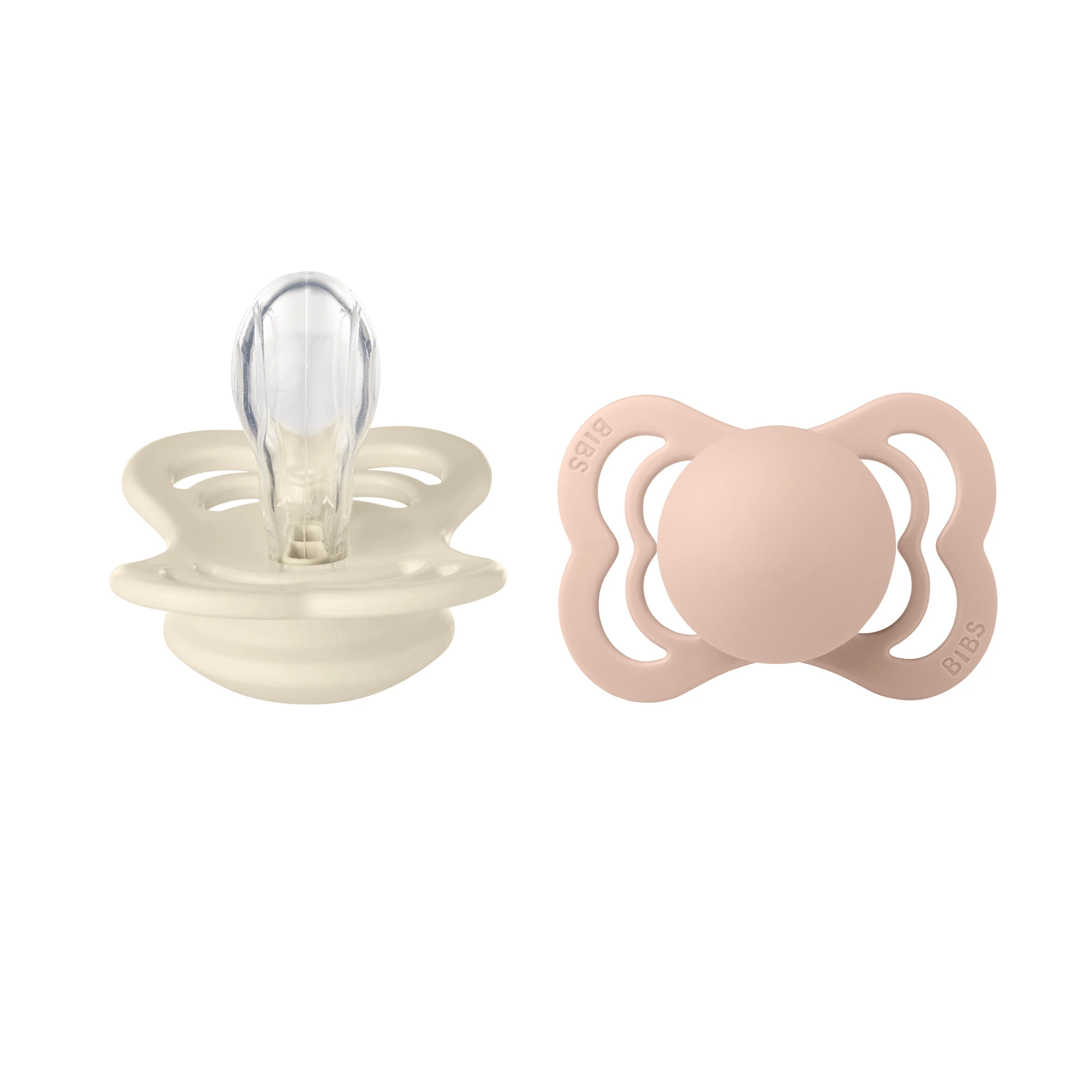Bibs Supreme, suzetă, silicon, simetric, mărimea 1, Ivory & Blush, de la naștere, 2 bucăți