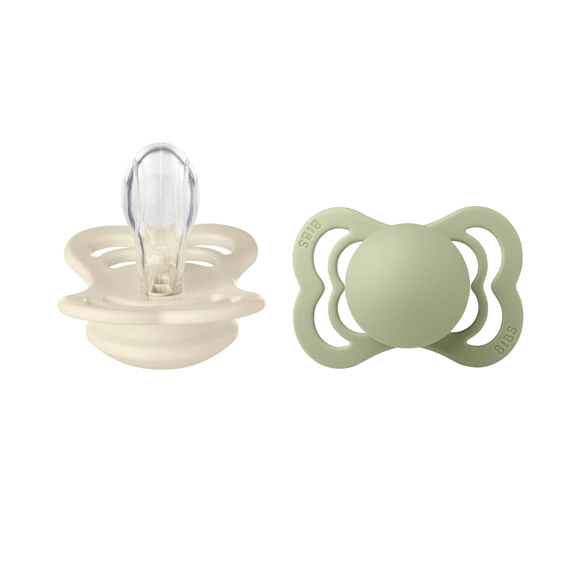 Bibs Supreme, suzetă, silicon, simetric, mărimea 1, Ivory & Sage, de la naștere, 2 bucăți