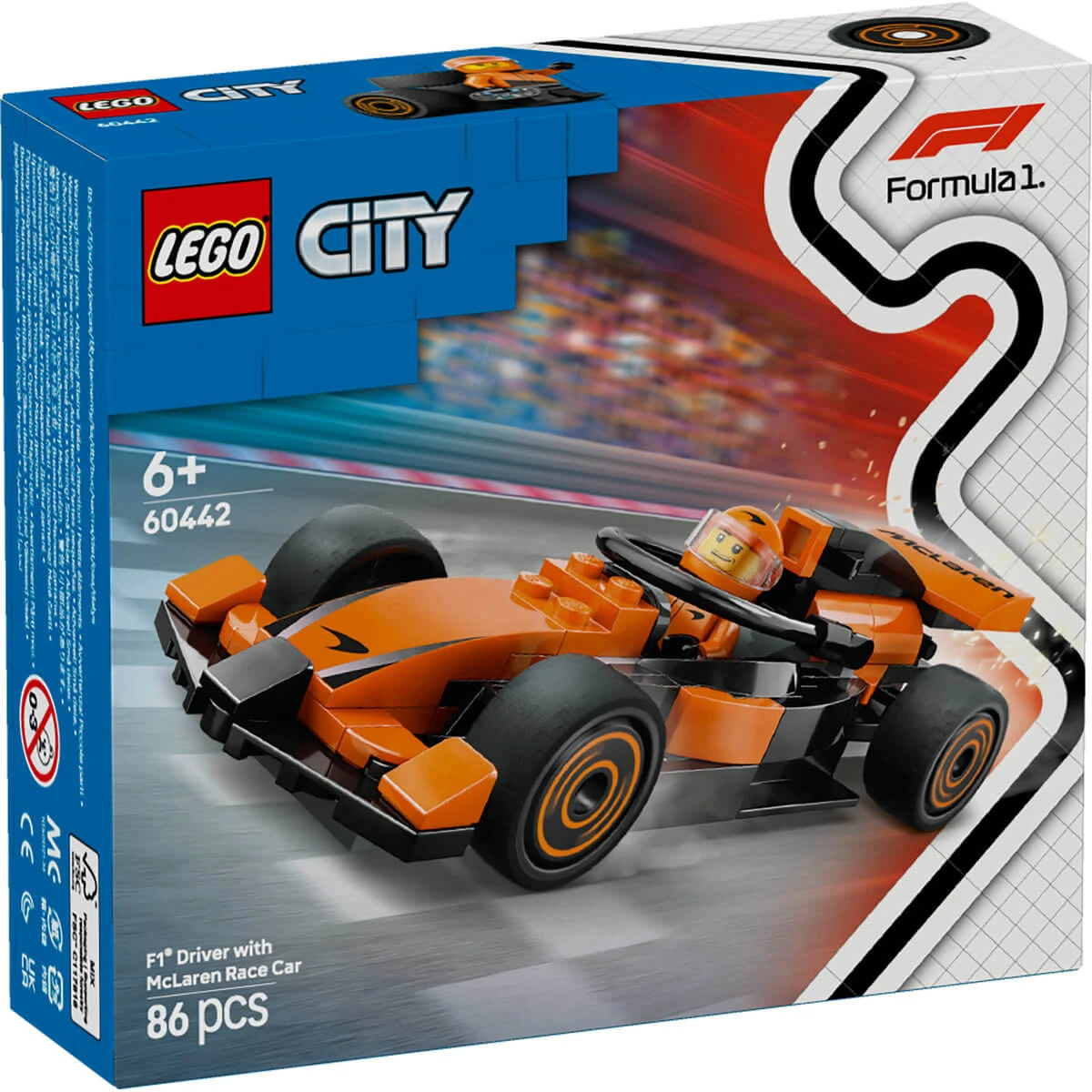 Pilot F1 cu masina de curse McLaren, 60442, + 6 ani, Lego