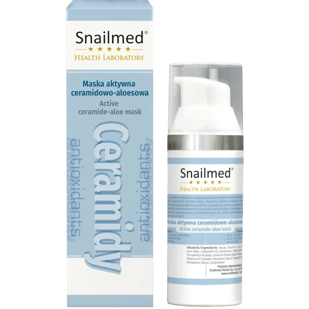 Laboratorul de sănătate Snailmed, mască hrănitoare și normalizantă, pentru pielea matură, cu ceramide, aloe vera și vitamina E, 30 ml