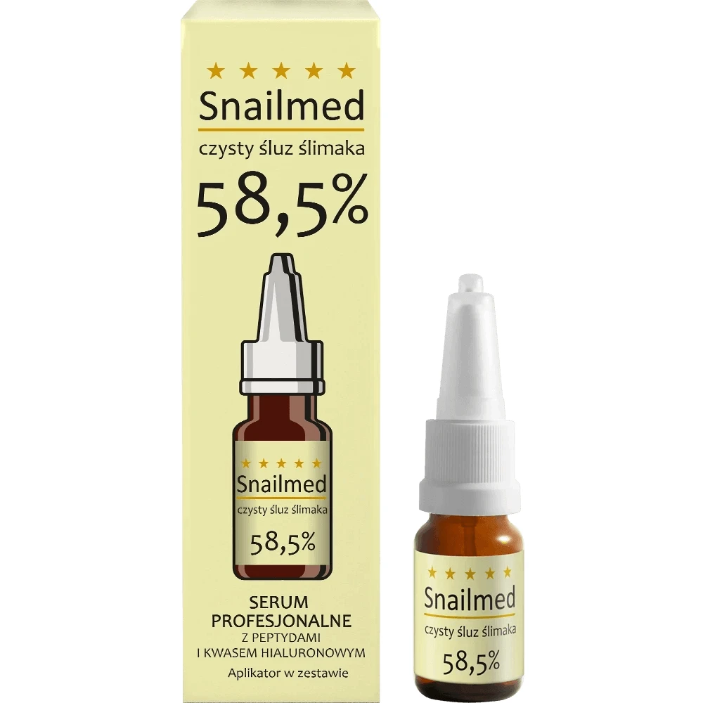 Snailmed Pure Snail Mucus 58,5%, ser nutritiv cu mucus natural de melc, acid hialuronic și peptide biomimetice, 8 ml